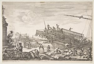 Loading a Galley, from Views of the Port of Livorno, 1654-55 by Stefano della Bella