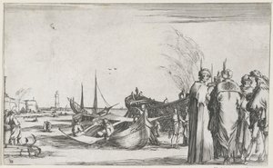Men Conversing on a Quay (series title: Maritime Representations, Suite de huit marines) by Stefano della Bella