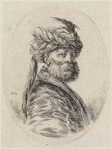 Several Heads Styled Like the Persians: Bust of a Bearded Turk in Three-Quarter View Facing Right by Stefano della Bella