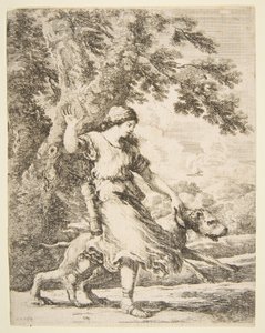 Nymph Holding a Large Dog by the Collar, ca. 1654 by Stefano della Bella
