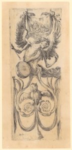 Panel with Drumming Death, Below an Owl with a Bell Ribbon, Plate 12 of the Series 