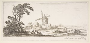Family in Center Foreground, Various Figures and Horses in Middleground, ca. 1641 by Stefano della Bella