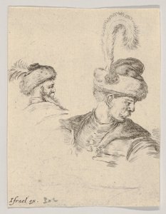 Plate 11: A Polish Bust in Profile, Turned to the Right, Another Polish Head Seen from..., ca. 1649 by Stefano della Bella