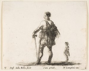 Plate 19: A Polish Nobleman in Court Dress, Standing in Center, Seen from Behind, ca. 1644-47 by Stefano della Bella