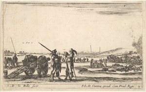 Plate 3: An Officer Giving Orders to a Soldier in Centre Foreground, Cannon at Left, ca. 1641