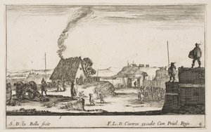 A Military Encampment with a Soldier Standing on a Parapet by Stefano della Bella