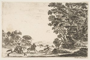 A Deer Hunt by Stefano della Bella