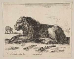 Reclining Lion, from Various Animals by Stefano della Bella