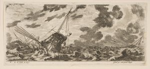 Three Ships in a Storm, from Various Embarkations (Divers Embarquements)