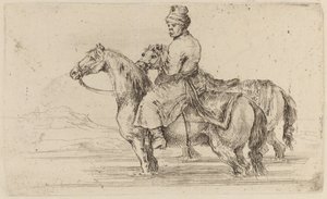 Polish Attendant with Two Horses by Stefano della Bella