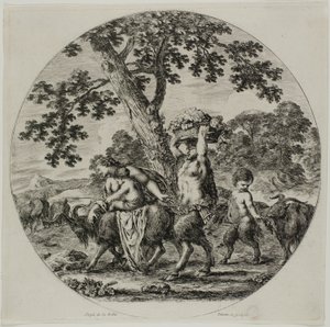 Satyr Family Walking by Stefano della Bella