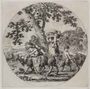 Satyr Family Walking by Stefano della Bella