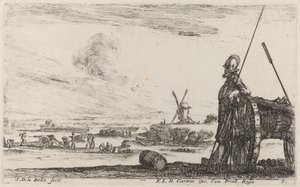 Soldier in Armor and a Cannon by Stefano della Bella