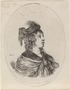 Woman in a Feathered Turban, Turned to the Right by Stefano della Bella