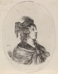 Woman in a Feathered Turban, Turned to the Right, 1649-1650 by Stefano della Bella