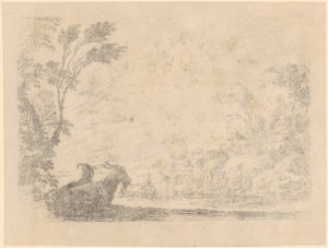 Two Resting Goats by Stefano della Bella