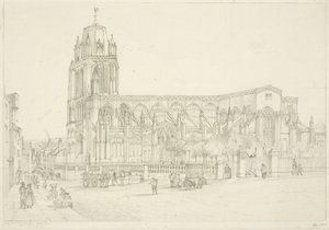 South view of St Mary Redcliffe Church, c.1835 by Stephen C. Jones