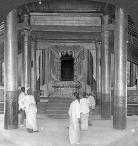The Lion Throne, Royal Palace, Mandalay, Burma, 1908 by Stereo Travel Co