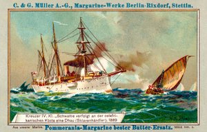 German cruiser Schwalbe following a slaver