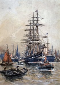 The Port of Hamburg in the 19th Century by Stoewer Willy (1864 1931)