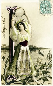 Mlle Fischer, Artist from 1900s - Alphabet in Postcard by Studio Reutlinger