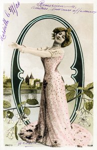 Agustina Otero Iglesias, Alias Caroline Otero Called La Belle Otero, Singer, Cabaret Dancer and Important Courtesan from La Belle Epoque - Alphabet in Postcard by Studio Reutlinger
