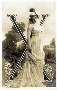 Amelie Dieterle, French Actress and Singer - Theatre des Varietes, Bouffes Parisiennes, Paris - Alphabet in Postcard by Studio Reutlinger