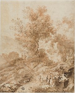 Travelers on a Winding Road by Style of Alessio de Marchis
