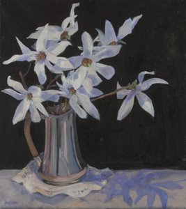 White Magnolias in Silver Jug, 2019 by Sue Wales