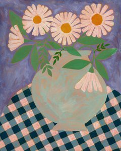 Daisies in Purple Vase