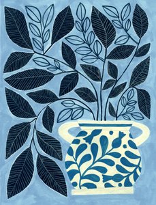 Foliage in Blue Vase