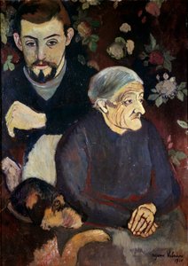 Portrait of the Painter Maurice Utrillo, His Grandmother and a Dog by Suzanne Valadon