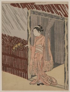 A Girl Dressing in Pink by Suzuki Harunobu