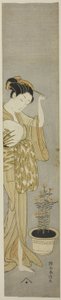 Beauty Adjusting Her Hairpin by Suzuki Harunobu