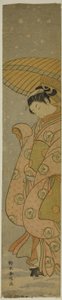 Beauty Under an Umbrella in the Snow by Suzuki Harunobu