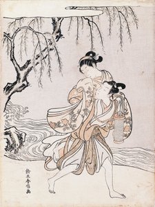 Couple on the banks of the river by Suzuki Harunobu