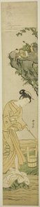 Daoist Immortals Spying on a Young Beauty by Suzuki Harunobu