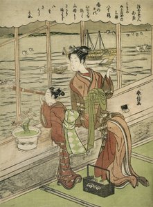 Double-Flowered Cherry: Motoura of the Minami Yamasakiya by Suzuki Harunobu