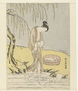 Woman Washing Linen by Suzuki Harunobu