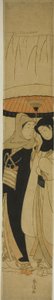 Lovers under an Umbrella in the Snow by Suzuki Harunobu