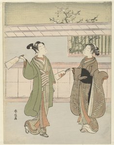 Playing Shuttlecock by Suzuki Harunobu