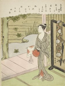 Poem by Fujiwara no Toshiyuki, from an Untitled Series of Thirty-Six Immortal Poets by Suzuki Harunobu