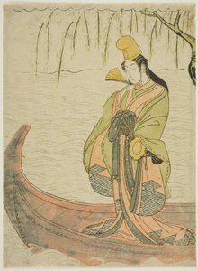 Shirabyoshi Dancer standing in Asazuma Boat