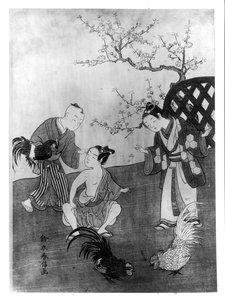 The Cockfight by Suzuki Harunobu
