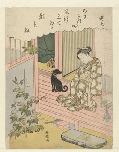 Woman Looking at Morning Glory by Suzuki Harunobu