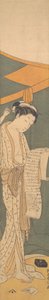 Woman in Night Robe Reading a Letter by Suzuki Harunobu
