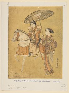 Young Nobleman on Horseback by Suzuki Harunobu
