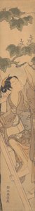 Young Woman Climbing a Ladder by Suzuki Harunobu