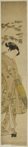 Young Woman Walking in Snow by Suzuki Harunobu