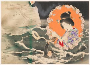 Frontispiece Illustration for Volume 1 of the Novel Asahizakura by Murai Gensai by Suzuki Kason
